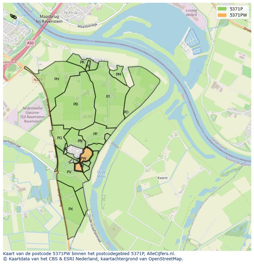 Afbeelding van het postcodegebied 5371 PW op de kaart.