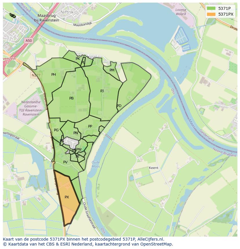 Afbeelding van het postcodegebied 5371 PX op de kaart.