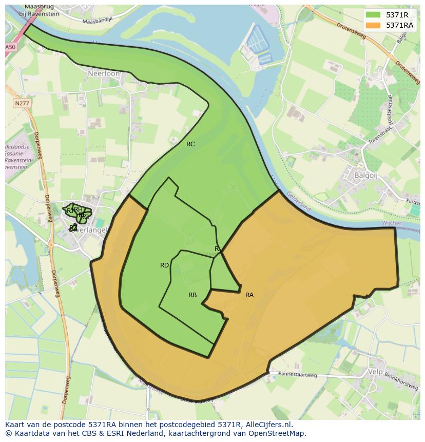 Afbeelding van het postcodegebied 5371 RA op de kaart.