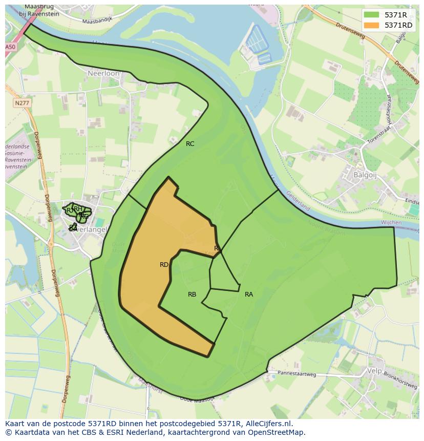 Afbeelding van het postcodegebied 5371 RD op de kaart.