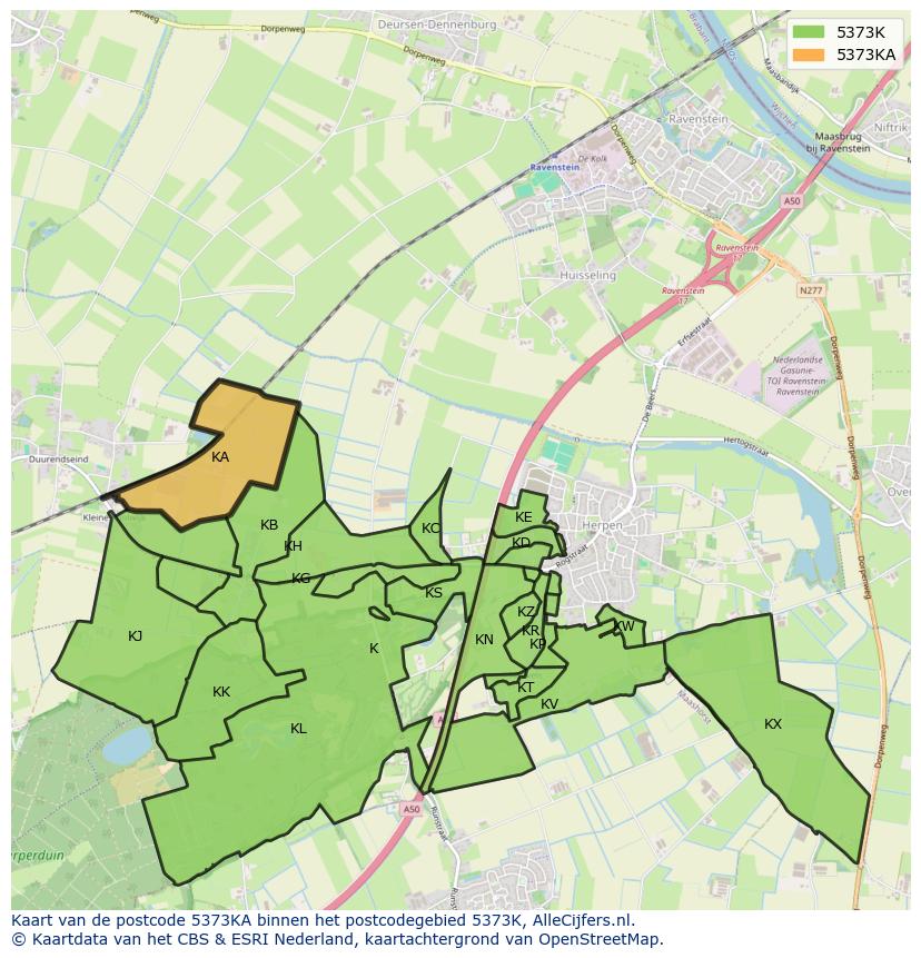 Afbeelding van het postcodegebied 5373 KA op de kaart.