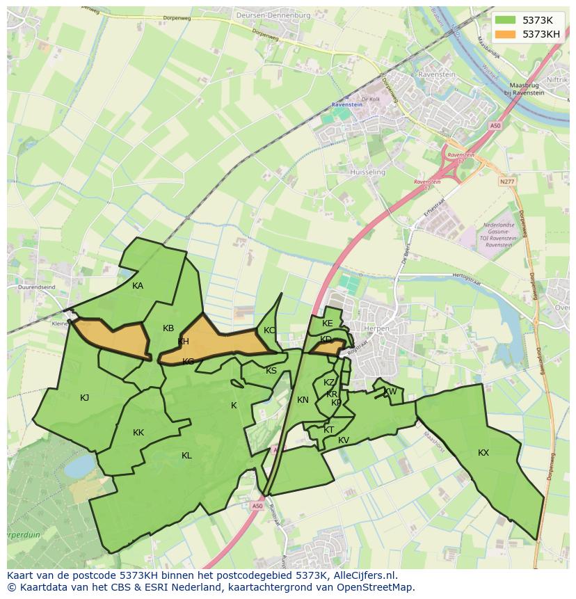 Afbeelding van het postcodegebied 5373 KH op de kaart.