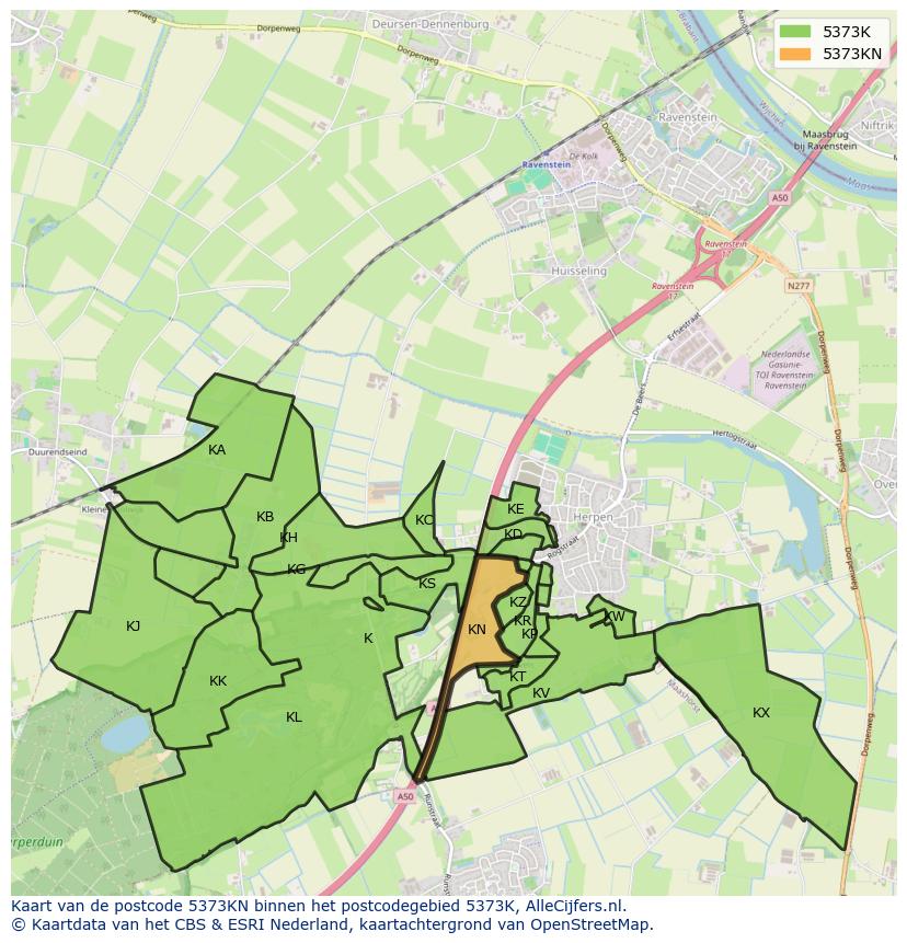 Afbeelding van het postcodegebied 5373 KN op de kaart.