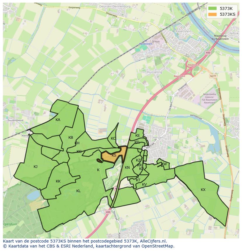 Afbeelding van het postcodegebied 5373 KS op de kaart.