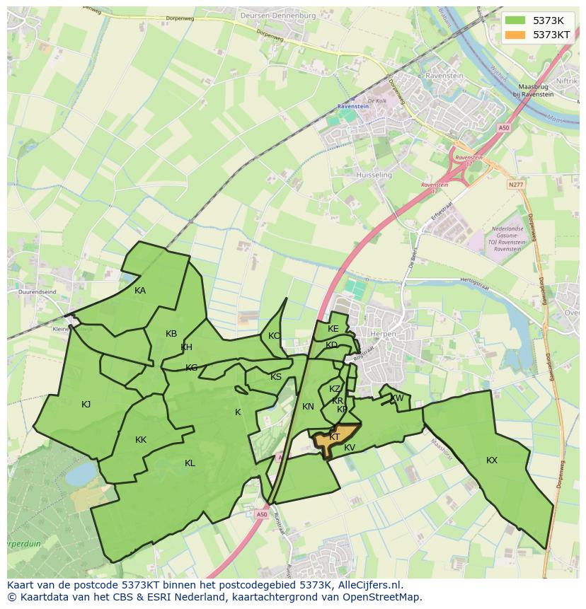 Afbeelding van het postcodegebied 5373 KT op de kaart.