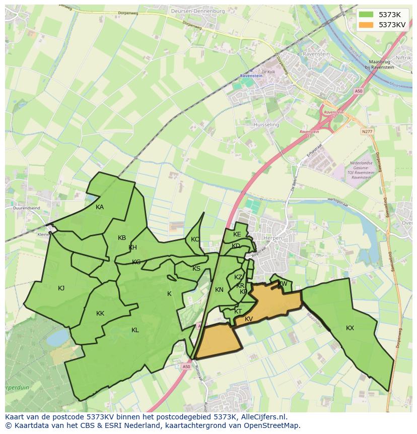 Afbeelding van het postcodegebied 5373 KV op de kaart.