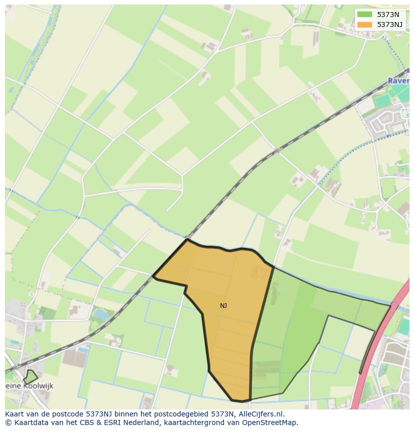 Afbeelding van het postcodegebied 5373 NJ op de kaart.