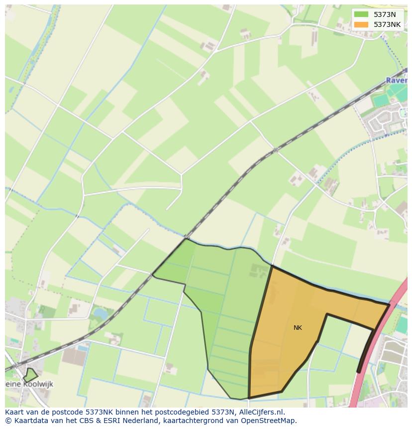 Afbeelding van het postcodegebied 5373 NK op de kaart.