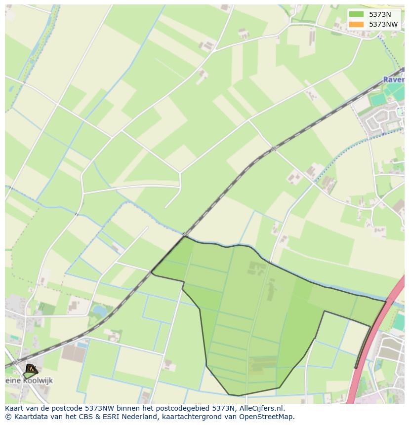 Afbeelding van het postcodegebied 5373 NW op de kaart.