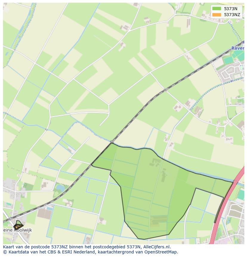 Afbeelding van het postcodegebied 5373 NZ op de kaart.