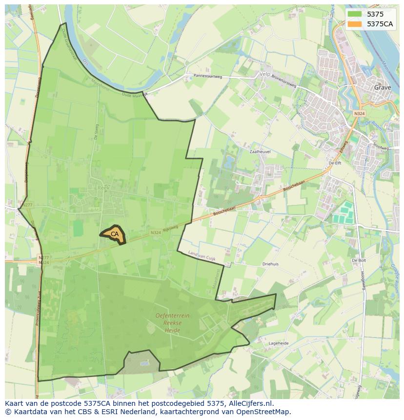 Afbeelding van het postcodegebied 5375 CA op de kaart.