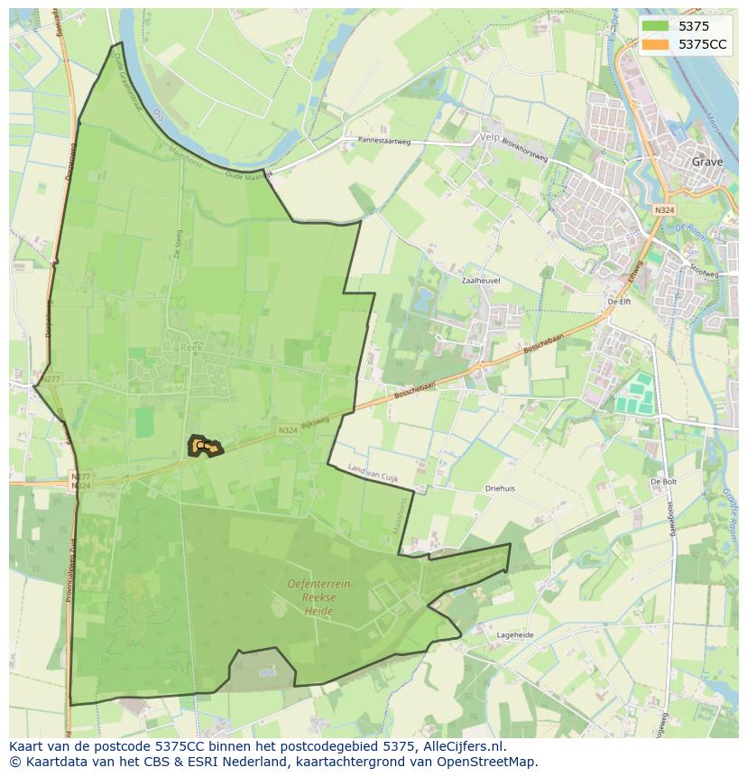 Afbeelding van het postcodegebied 5375 CC op de kaart.