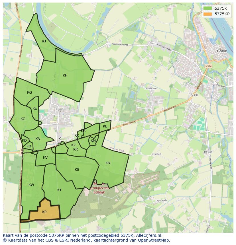 Afbeelding van het postcodegebied 5375 KP op de kaart.