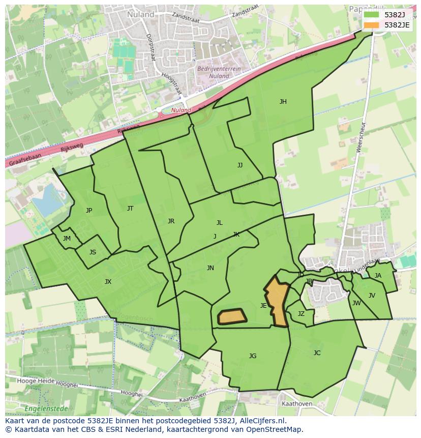 Afbeelding van het postcodegebied 5382 JE op de kaart.