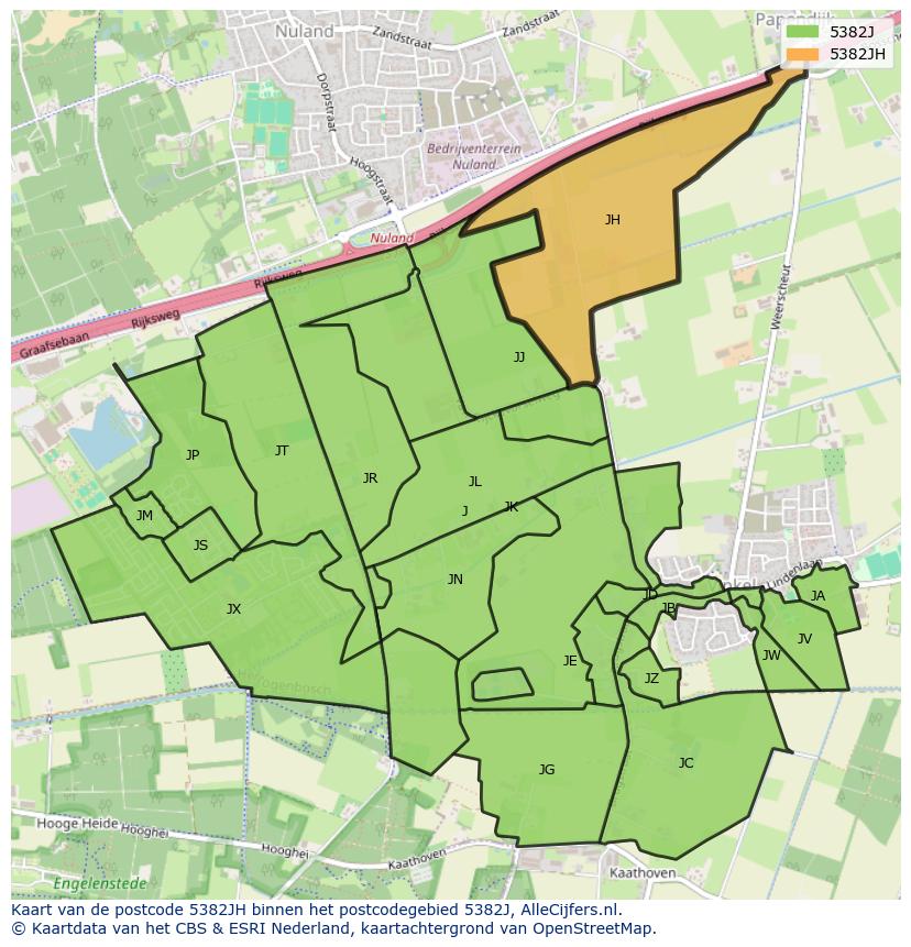 Afbeelding van het postcodegebied 5382 JH op de kaart.