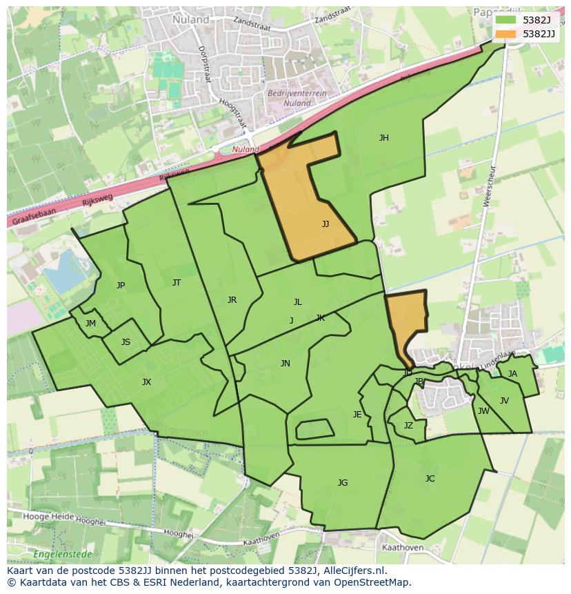 Afbeelding van het postcodegebied 5382 JJ op de kaart.