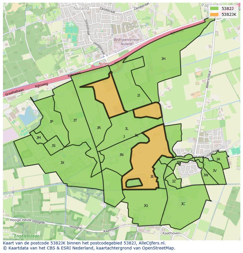 Afbeelding van het postcodegebied 5382 JK op de kaart.