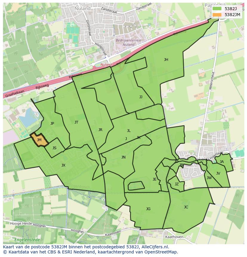 Afbeelding van het postcodegebied 5382 JM op de kaart.
