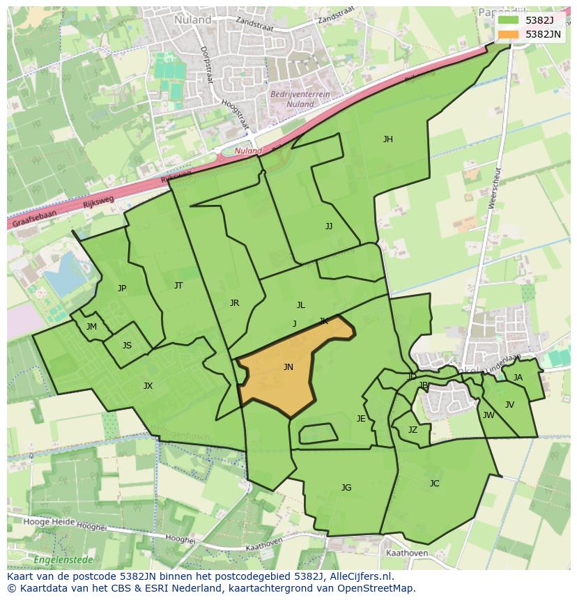 Afbeelding van het postcodegebied 5382 JN op de kaart.