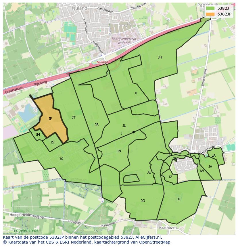 Afbeelding van het postcodegebied 5382 JP op de kaart.
