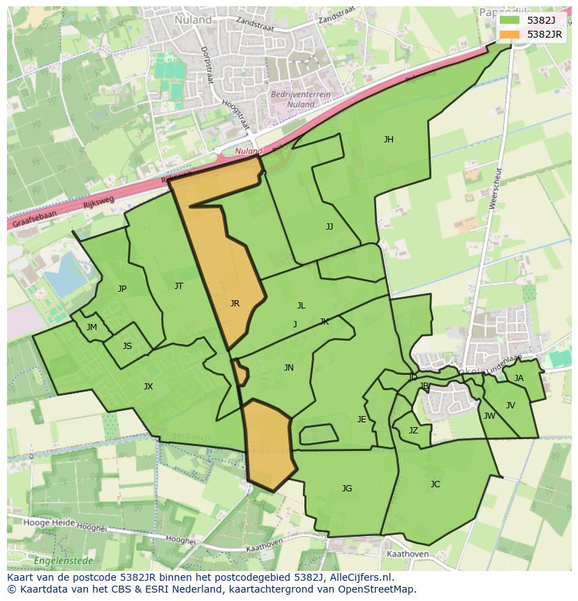 Afbeelding van het postcodegebied 5382 JR op de kaart.