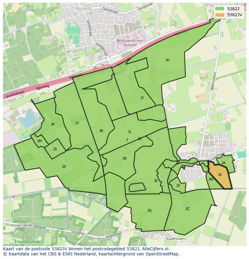 Afbeelding van het postcodegebied 5382 JV op de kaart.