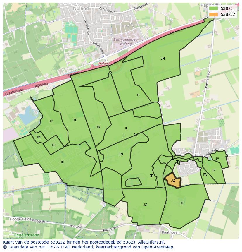 Afbeelding van het postcodegebied 5382 JZ op de kaart.