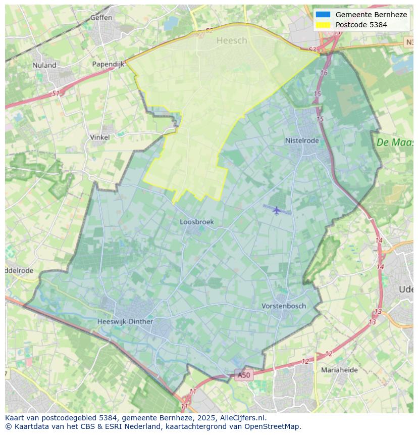 Afbeelding van het postcodegebied 5384 op de kaart.
