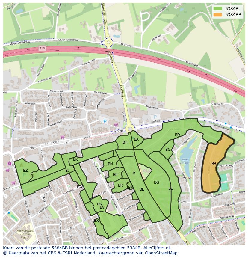 Afbeelding van het postcodegebied 5384 BB op de kaart.