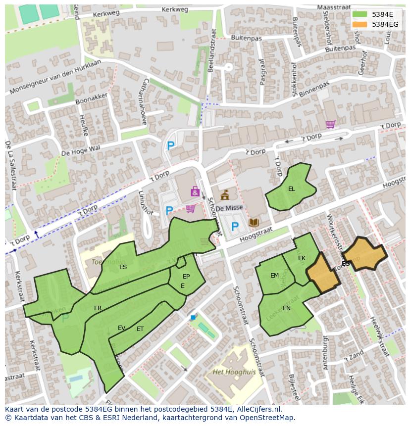 Afbeelding van het postcodegebied 5384 EG op de kaart.