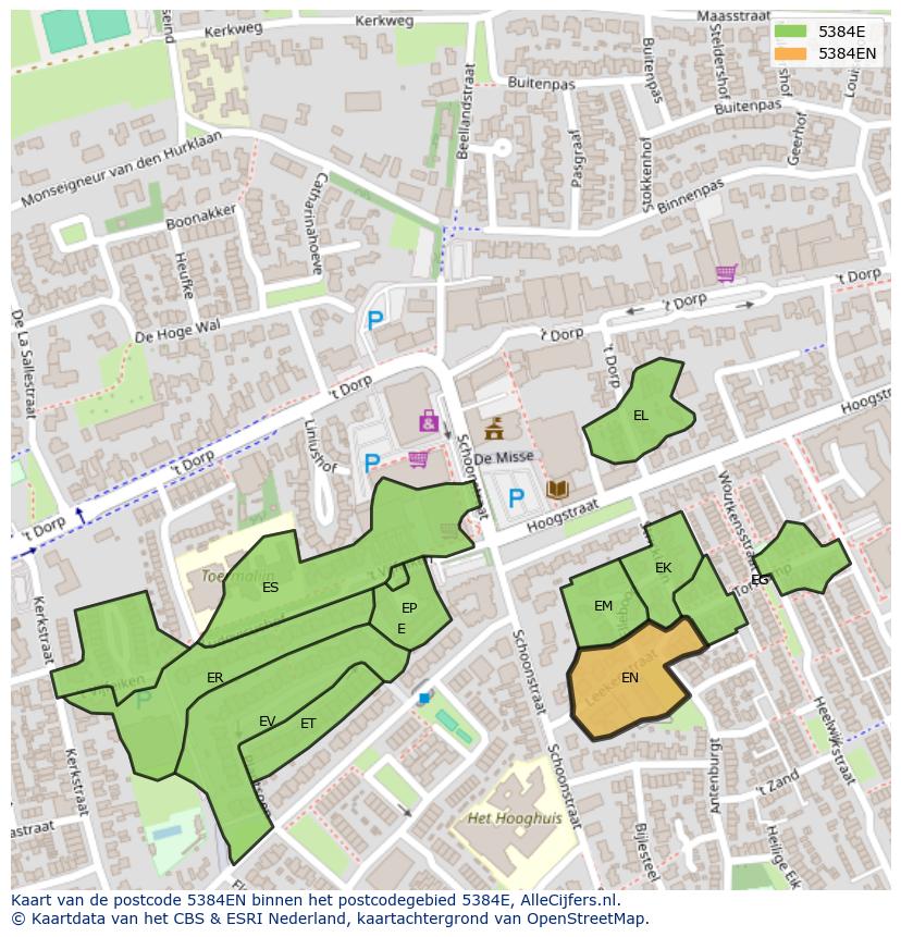 Afbeelding van het postcodegebied 5384 EN op de kaart.