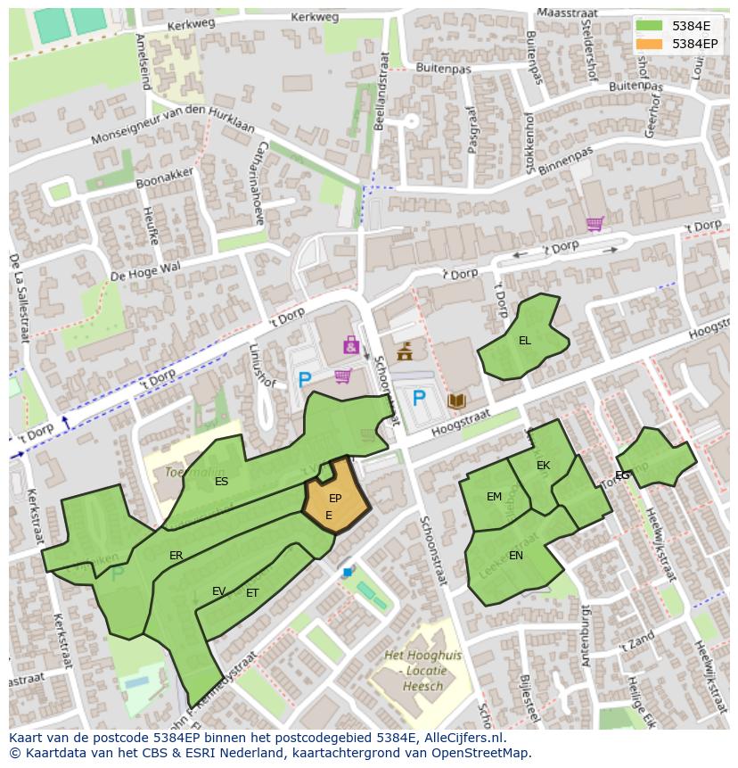 Afbeelding van het postcodegebied 5384 EP op de kaart.