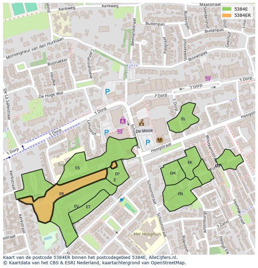 Afbeelding van het postcodegebied 5384 ER op de kaart.