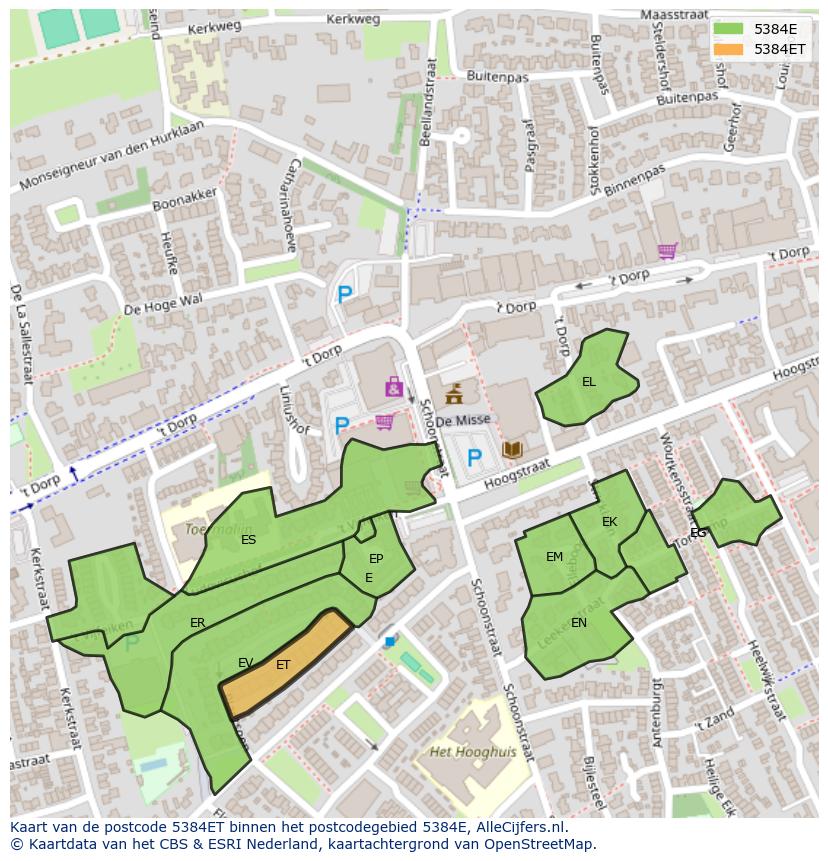 Afbeelding van het postcodegebied 5384 ET op de kaart.