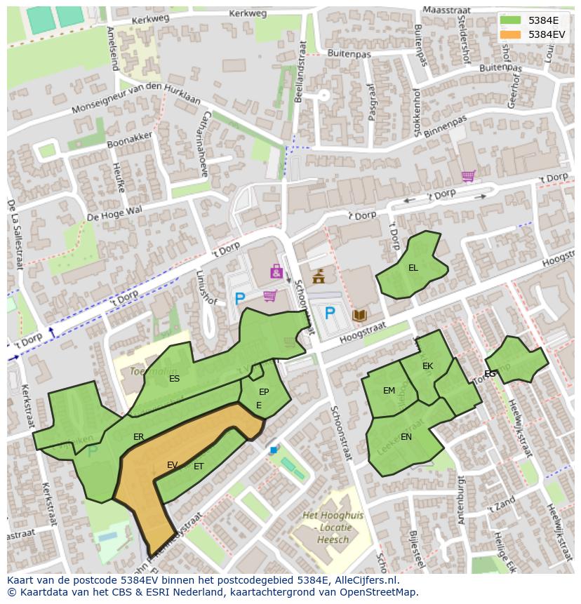 Afbeelding van het postcodegebied 5384 EV op de kaart.