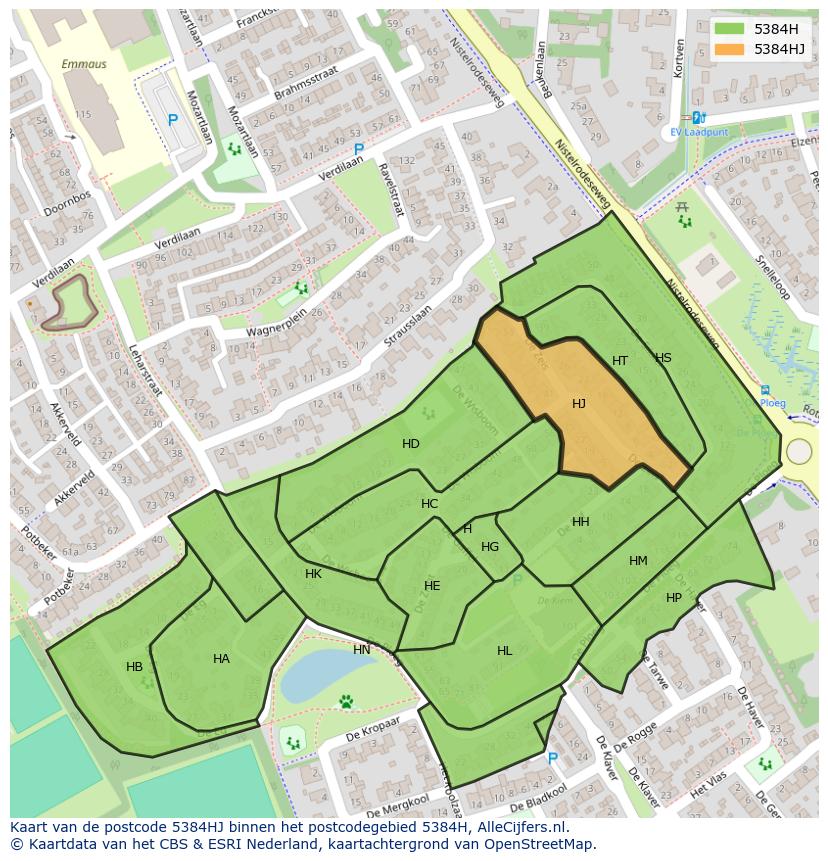 Afbeelding van het postcodegebied 5384 HJ op de kaart.