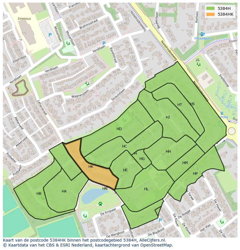 Afbeelding van het postcodegebied 5384 HK op de kaart.