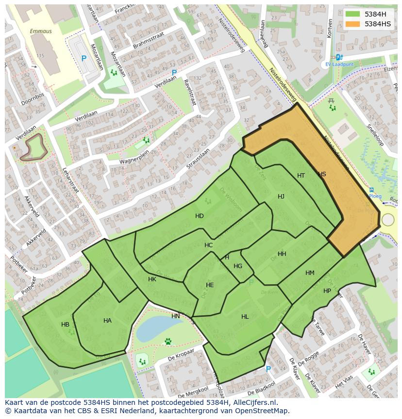 Afbeelding van het postcodegebied 5384 HS op de kaart.