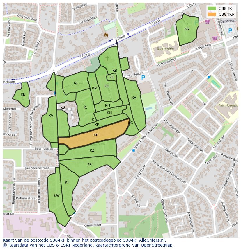 Afbeelding van het postcodegebied 5384 KP op de kaart.