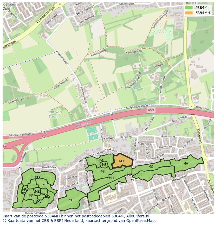 Afbeelding van het postcodegebied 5384 MH op de kaart.