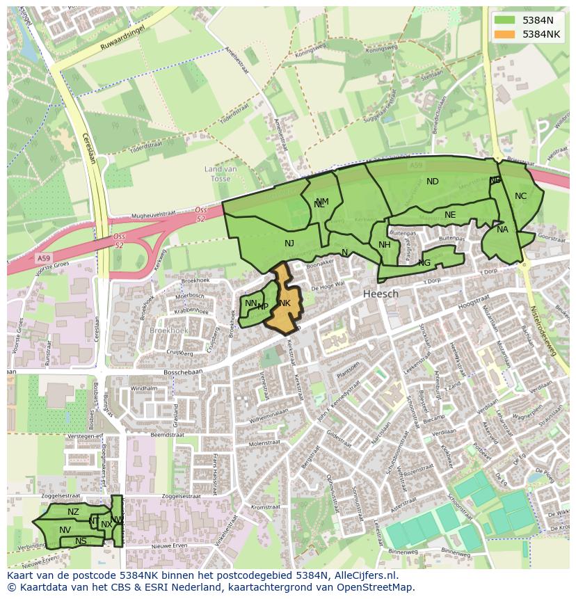 Afbeelding van het postcodegebied 5384 NK op de kaart.