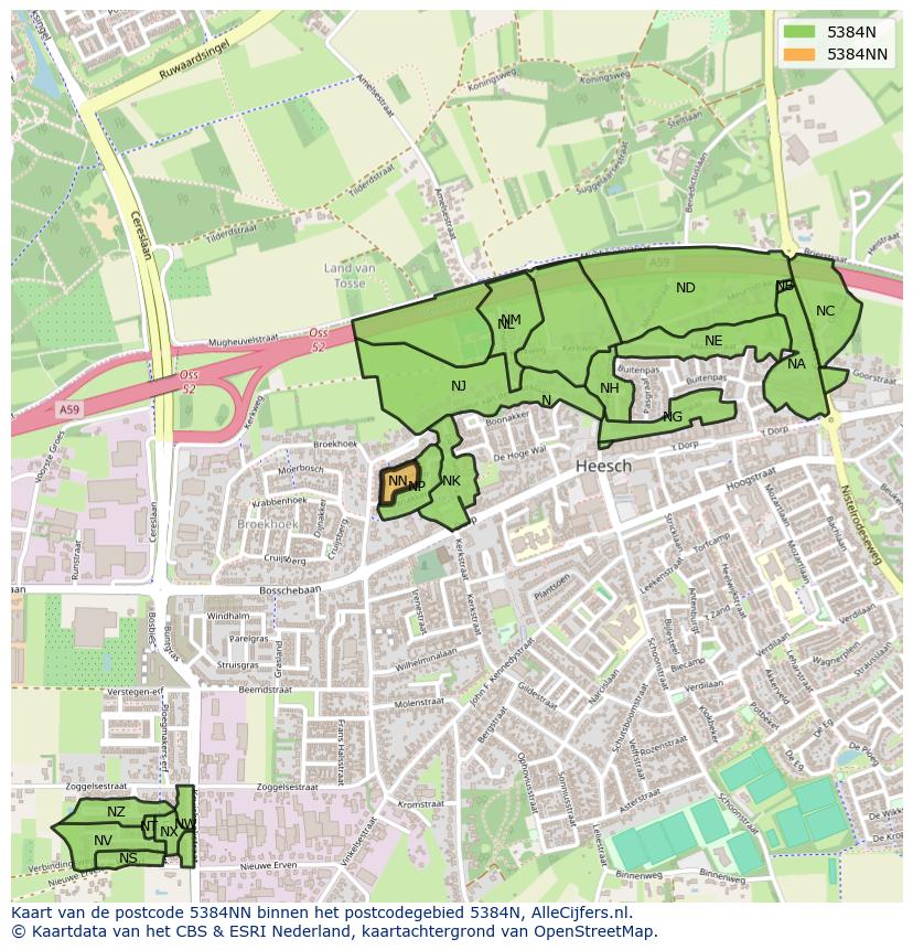 Afbeelding van het postcodegebied 5384 NN op de kaart.