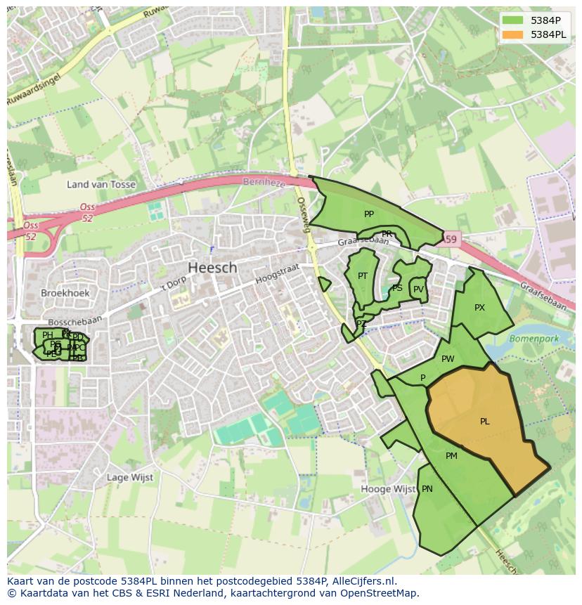 Afbeelding van het postcodegebied 5384 PL op de kaart.