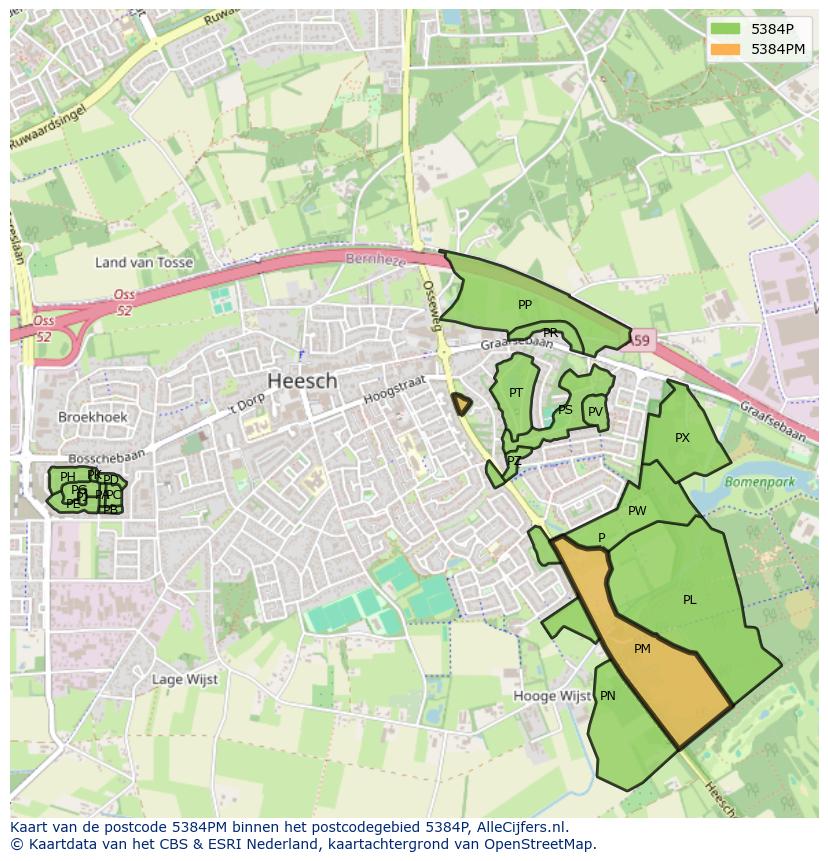 Afbeelding van het postcodegebied 5384 PM op de kaart.