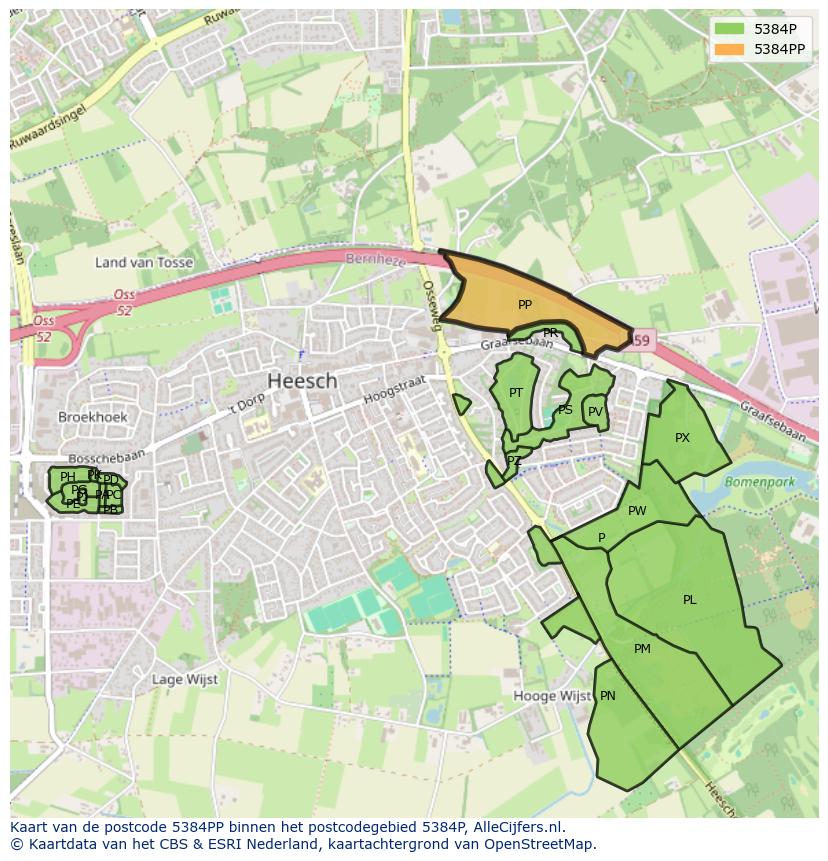 Afbeelding van het postcodegebied 5384 PP op de kaart.