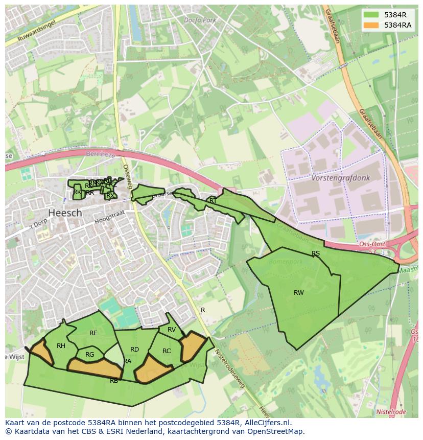 Afbeelding van het postcodegebied 5384 RA op de kaart.
