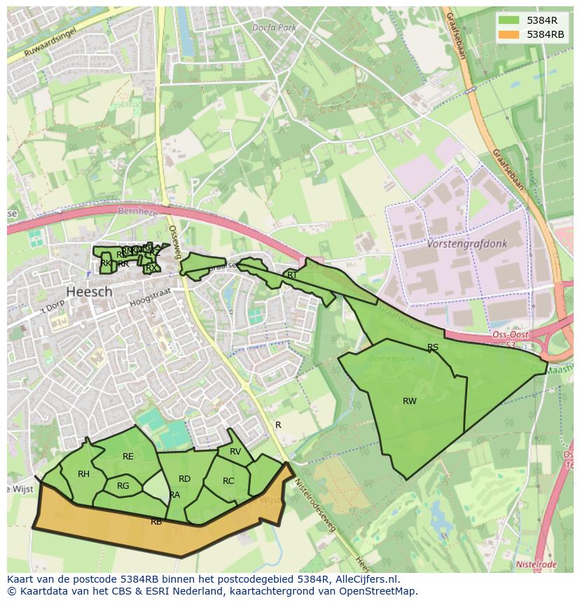 Afbeelding van het postcodegebied 5384 RB op de kaart.