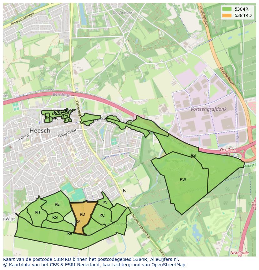 Afbeelding van het postcodegebied 5384 RD op de kaart.