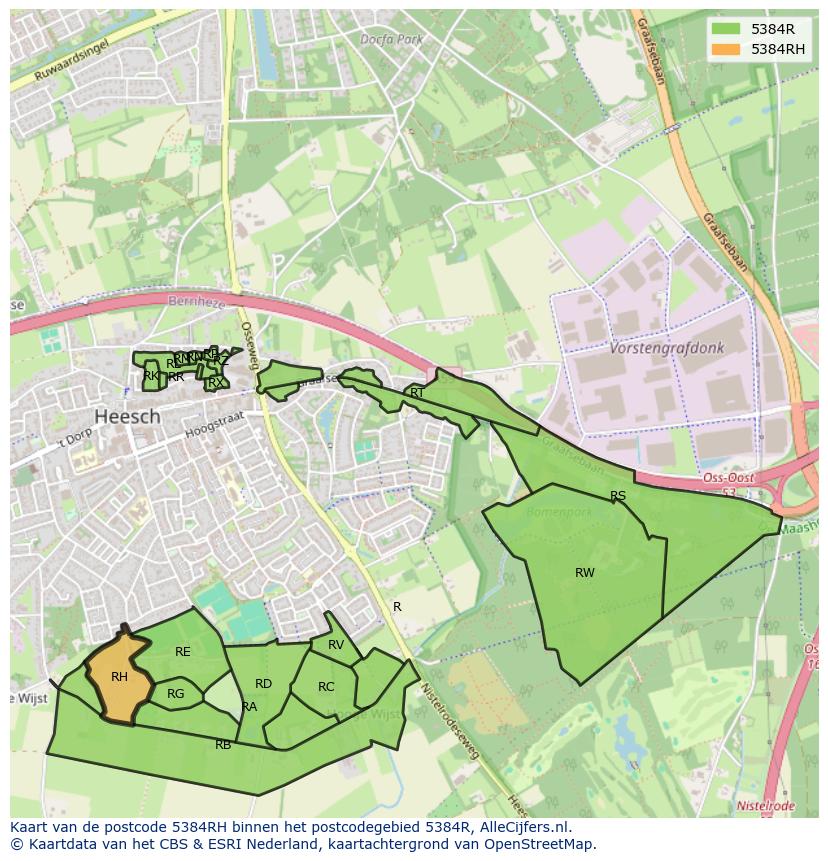 Afbeelding van het postcodegebied 5384 RH op de kaart.