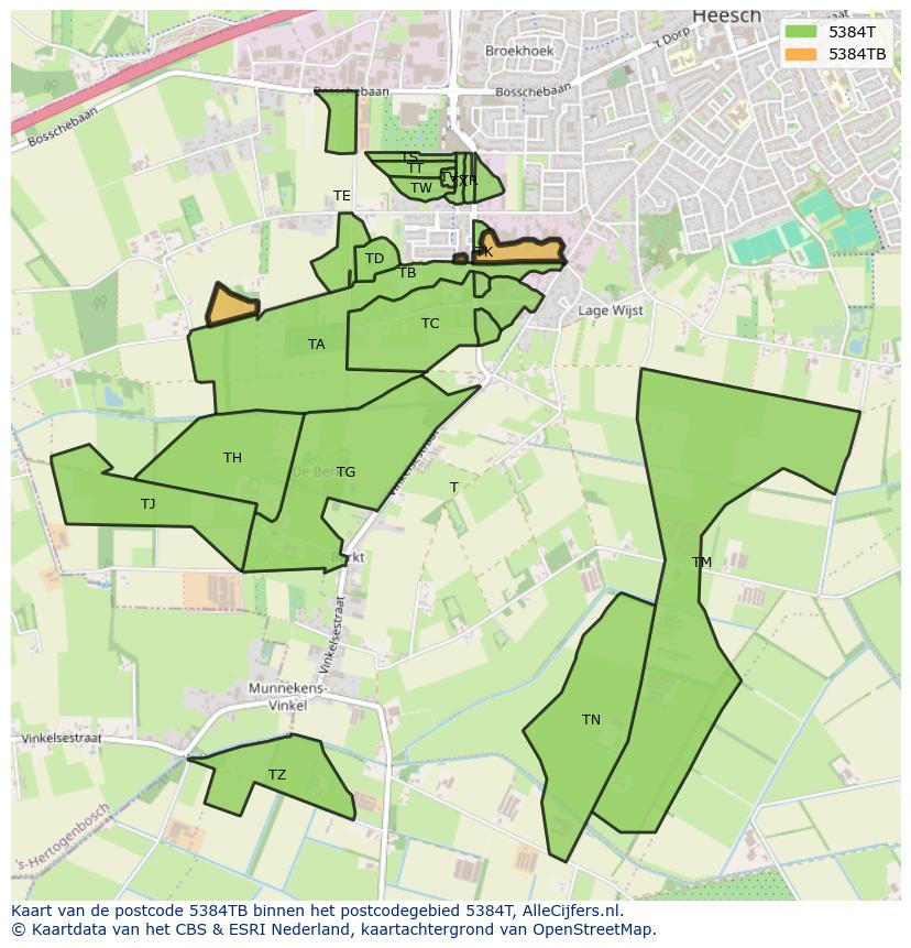 Afbeelding van het postcodegebied 5384 TB op de kaart.